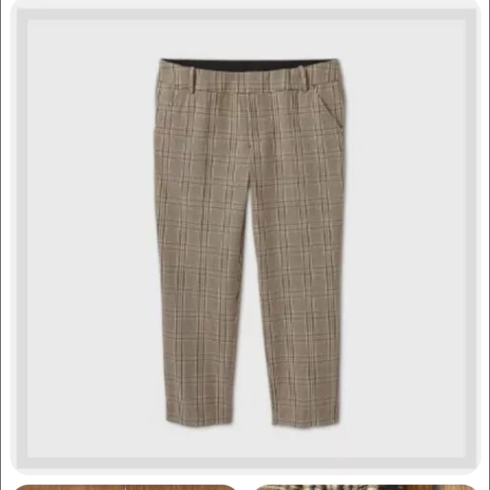 Ava & Viv  Brown Checker Board Plaid  Stretchy Pants Sz 22W